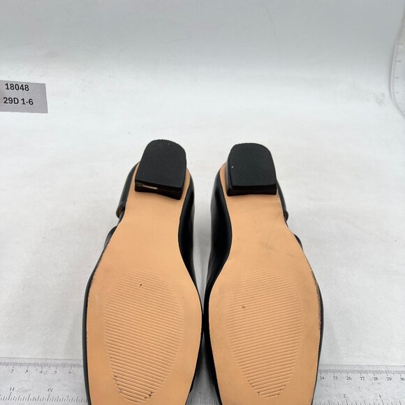 Womens Fashion Pumps Side Cut Ballet Flats Block Low Heels Square Toe Black Shoe - Picture 7 of 8